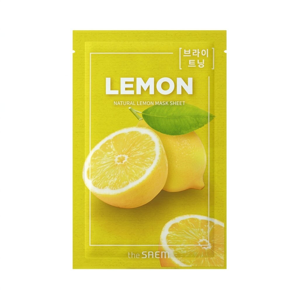 THE SAEM Natural Lemon Mask Sheet 21ml ビタミンCやクエン酸を豊富に含むレモンエキス配合くすんで見える肌へ爽やかなうるおいをチャージパッと明るく澄んだ透明感あふれる肌に