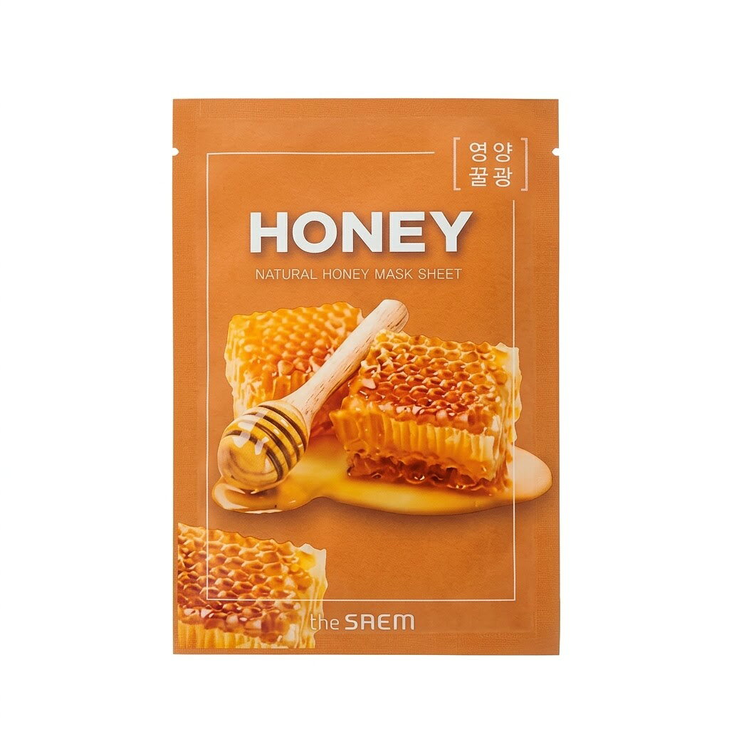 THE SAEM Natural Honey Mask Sheet 21ml 豊富なアミノ酸 ビタミン ミネラルを含むハチミツエキス配合元気を失った肌へ濃密なうるおいとツヤをチャージ