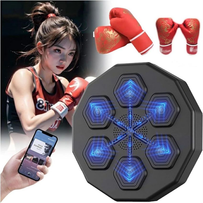 音楽ボクシングマシン スマート ディスプレイ付き 子供 大人 音楽ボクシングマシン 壁パンチングバッグ..