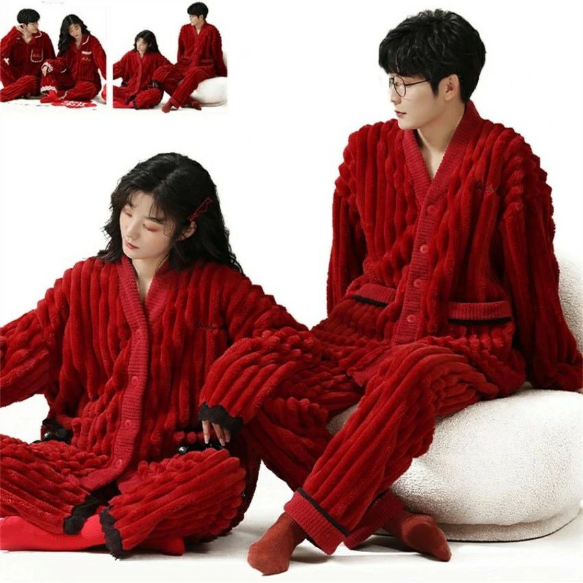 パンダ 上下着セットかわいい男女兼用キャラクターパンダ冬パジャマ男性用女性用パジャマサンゴ絨毯少女用 温ルームウェアセット 長袖