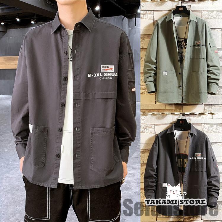 カジュアルシャツ ワークシャツ ミリタリーファッション トップス 長袖 メンズ シャツ 春 秋(4)