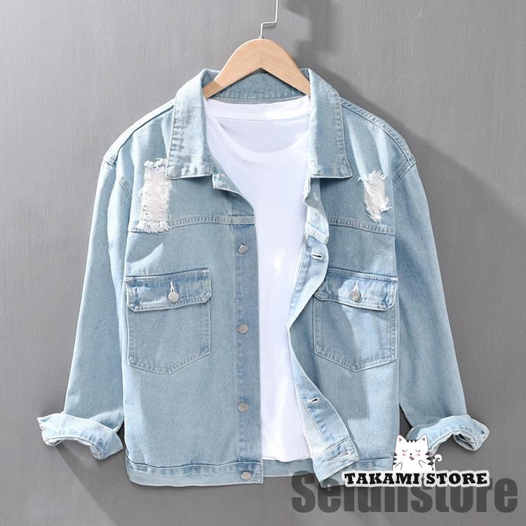 Chambray Shirts - デニム シャツ ダンガリーシャツ アメカジ ダメージ 春 秋 トップス カジュアルシャツ 長袖 メンズ