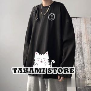 樂天商城 - Tシャツ メンズ おしゃれ 秋服Tシャツ 大きいサイズ スウェット ホワイト 黒 トップス 通勤 5色 9L 長袖 40代 50代