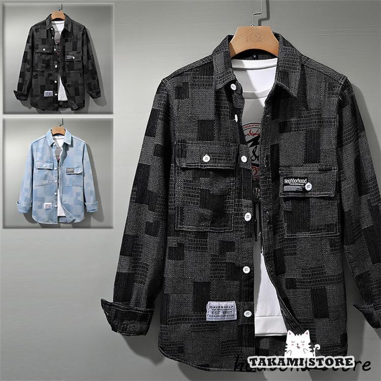 カジュアルシャツ メンズ 長袖シャツ 半袖シャツ シャツ デニム オックスフォード 細身 タイト