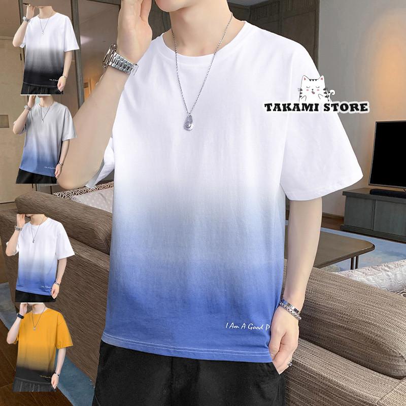 Rakuten - Tシャツ 半袖 メンズ グラデーション 丸首Tシャツ トップス ティーシャツ 夏 サマー 綿100％ おしゃれ
