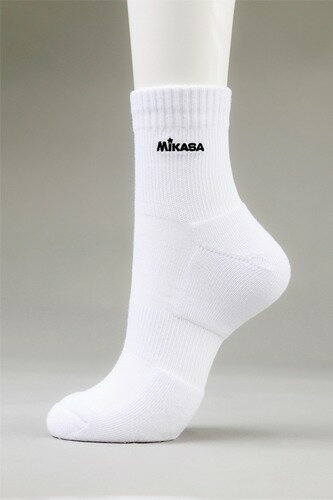 【メール便OK】ミカサ MIKASA ミドル丈ソックス 靴下 1足組 ホワイト 白 22-24cmサイズ ミカサロゴの刺..