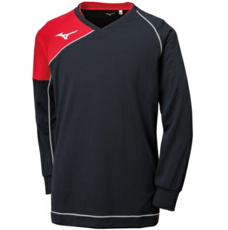 ミズノ MIZUNO ゲームシャツ(バレーボール)[ユニセックス]長袖 メンズ レディース バレーボール ウェア 18ss V2MA802196【TY】96：ブラック×チャイニーズレッド(2110)