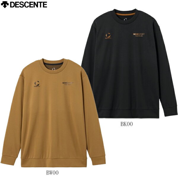 【1點のみメール便OK】DESCENTE　デサント　MOVESPORT　ムーブスポーツ　HEATNAVI バックロゴ 長袖シャツ　長袖Tシャツ　発熱素材　UVカット（UPF50+）　吸汗　保溫性　伸縮性　里起毛　プラクティスシャツ　ユニセックス　メンズ　ST5FLT03M　2025AW　2510ai
