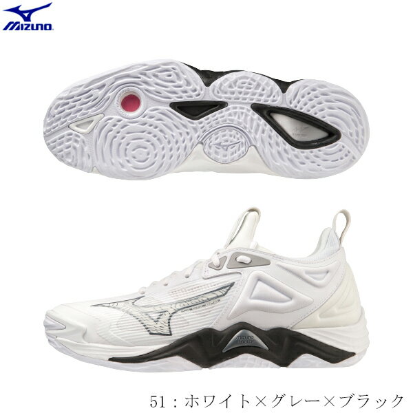 【最大3.000円クーポン配布中】MIZUNO　ミズノ　バレーボールシューズ　WAVE MOMENTUM3　ウーエーブモーメンタム3　ローカット　ノンマーキングソール　足幅2.5E相当　v1ga231251　2309ai