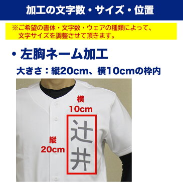 名前入れ加工 【野球練習着ユニフォームシャツ用】 野球・ソフトボール　練習ウェア ネーム入れ　昇華加工 名入れプリント加工　左胸 背中 ※納期3〜7営業日　※商品名に【ネーム入れ対応可】と記載のユニフォームシャツと一緒にご購入ください【代引き不可】