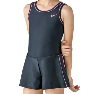 【メール便送料無料】ナイキ NIKE 水着 キュロット ワンピース ブラック×ピンク 130 150 160 170 ガールズ 学校 体育 水泳 スクール プール 1981902-03【取り寄せ商品】【202107V】