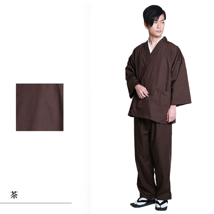 【送料無料】洗える通年作務衣(米・茶・紺・黒・緑)(M-LL) 3