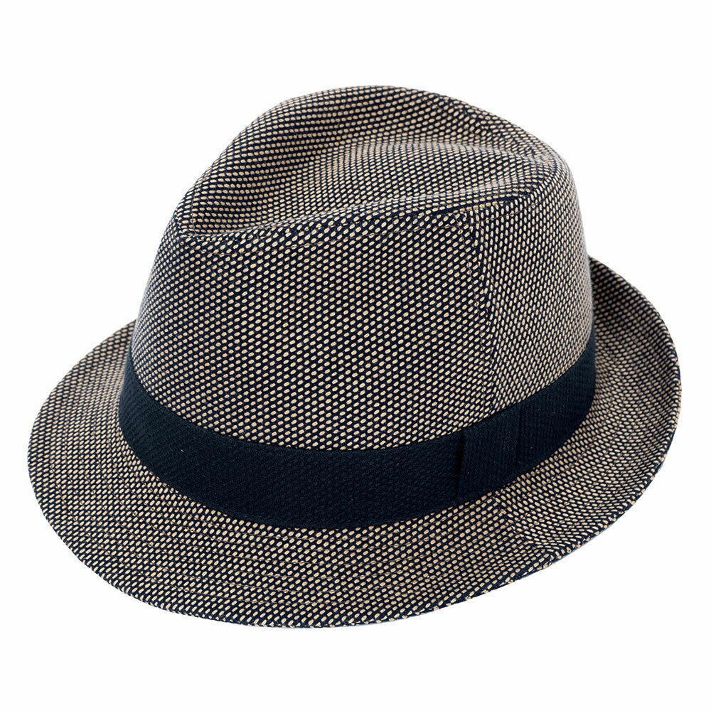 【送料無料】桐生刺子織中折れ帽子(濃紺・金茶・黒)(58cm)