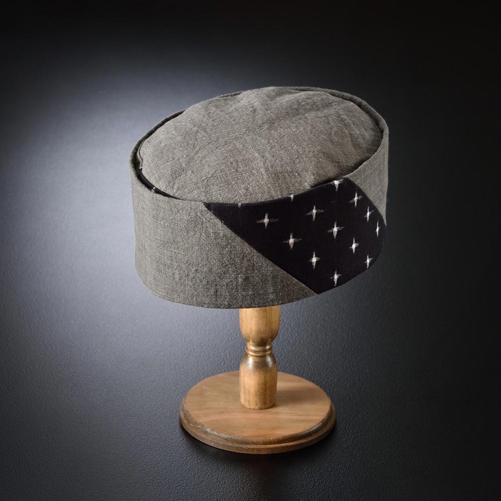 【送料無料】墨染久留米十字絣 利休帽(S・M・L)