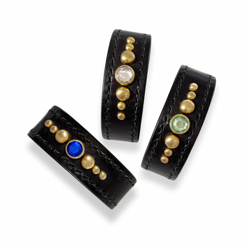 【サムライクラフト】レザーブレスレット スタッズブレスレット 真鍮　ブラス ブラック ハンドメイド ..