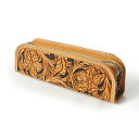 【サムライクラフト】 ペンケース 筆入れ ファスナータイプ シェリダンスタイルカービング ステーショナリー ハンドメイド ヌメ革 経年変化 ベジタブルタンニンな...