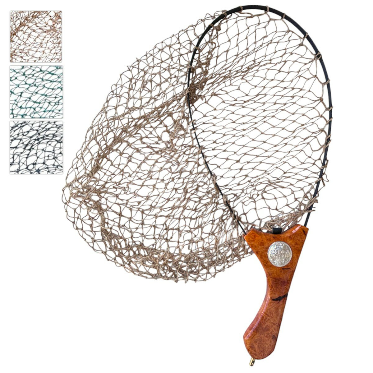 インスタネット クレモナ ランディングネット 花梨グリップ 釣り たも網 伸縮 折り畳み カリン 花梨瘤 杢目 木製 高級 サムライクラフト オリジナル ロゴ ...