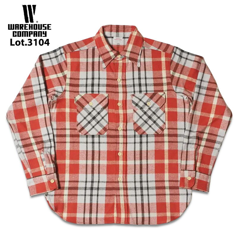 樂天商城 - 【WAREHOUSE】 ウエアハウス Lot 3104 FLANNEL SHIRTS C 柄 ONE WASH ネルシャツ フランネルシャツ ワンウォッュシュ レッド アメカジ