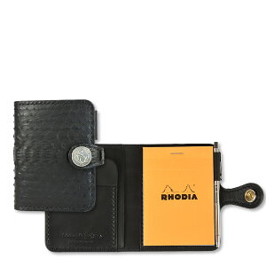 【サムライクラフト】 Rhodia ロディア メモカバー マットパイソン ブラック 黒 サドルレザー オイルレザー ロディアブロック ステーショナリー ハンドメイド ヌメ革 経年変化 ベジタブルタンニンなめし 本革