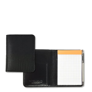 【サムライクラフト】 Rhodia ロディア メモカバー フラップレス リザード ブラック 黒 ルガトショルダー ロディアブロック ステーショナリー ハンドメイド ヌメ革 経年変化 ベジタブルタンニンなめし 本革