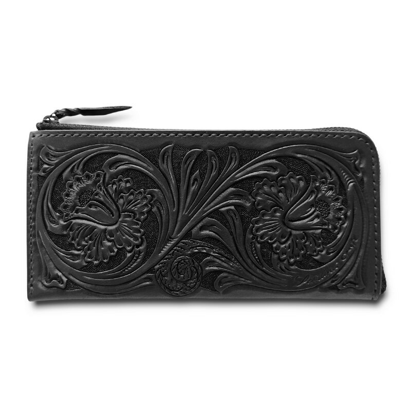 【サムライクラフト】 Lファスナー ロングウォレット イージーウォレット シェリダンスタイルカービング 黒染め