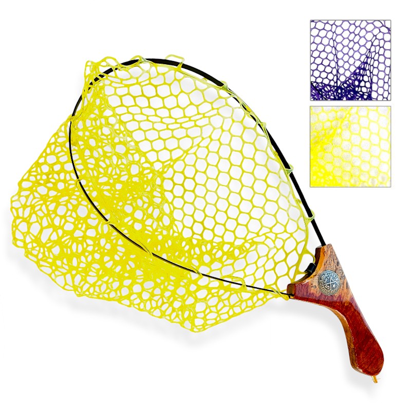 ラバーインスタネット ラバーネット ランディングネット 花梨瘤 釣り たも網 伸縮 折り畳み カリン 杢目 木製 高級 サムライクラフト オリジナル ロゴ ハン...