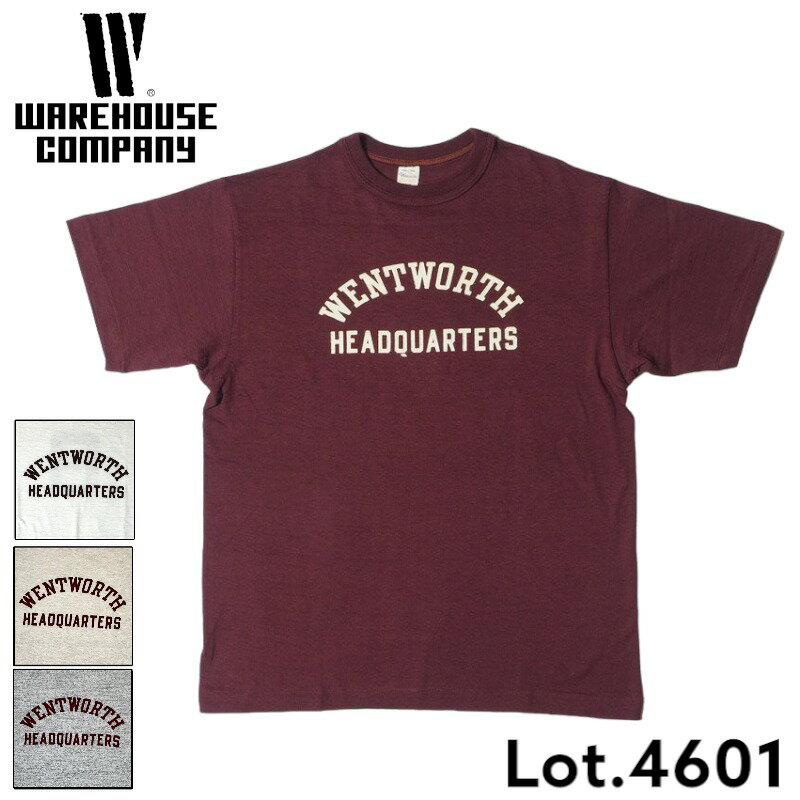  Tシャツ ウエアハウス 4601 WENTWORTH プリント ボルドー オフ オートミール 杢グレー アメカジ ローゲージ編み