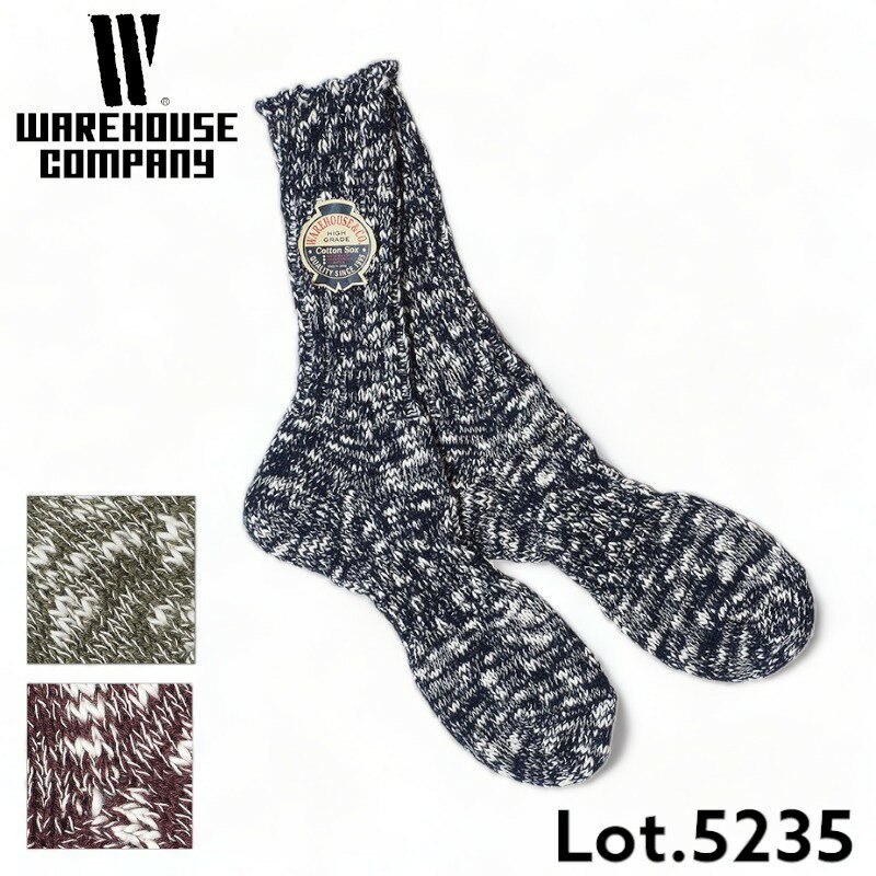 【WAREHOUSE】 ウエアハウス Lot 5235 SLUB RIB ZOKKI SOCKS スラブ リブ ゾッキ ソックス 靴下 ミドル ゾッキ編み 日本製 アメカジ