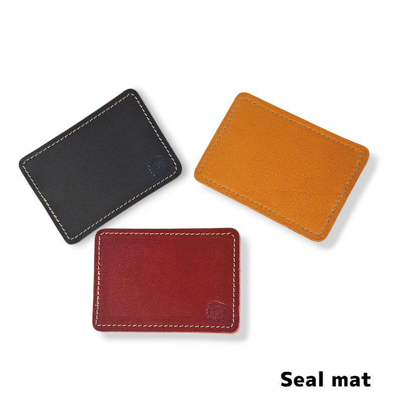 【サムライクラフト】印鑑マット オイルレザーxエルクスキン ステーショナリー ハンドメイド ヌメ革 経..