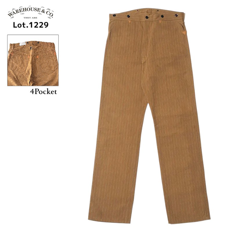 【WAREHOUSE】 ウエアハウス 1229 グリーンバウムブラザーズ ダックパンツ ダックストライプ ノンウォッシュ 日本製 アメカジ