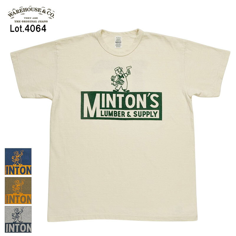 【WAREHOUSE】 ウエアハウス 2ND HAND Lot 4064 MINTON'S ミントンズ 半袖 プリント Tシャツ セコハン セコンドハンド