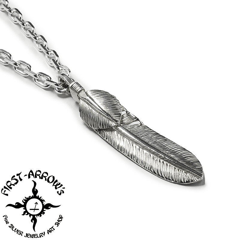 【FIRST ARROW's】 ファーストアローズ P-515 ハートフェザー付 フェザー(M) ペンダントヘッド シルバ..