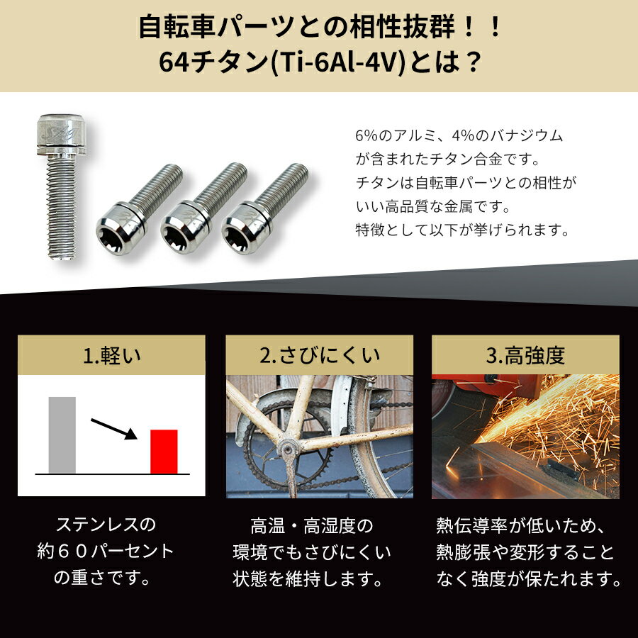 【店舗評価4.74!】【チタン ボルト】Samuriding サムライディング M5×18mm チタン ボルト ステム用など 4本セット sig-st004 【クリックポスト配送】 3