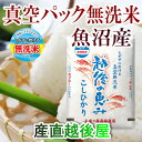 【30年産 コシヒカリ 無洗米 魚沼産】新潟県 魚沼産 越後...