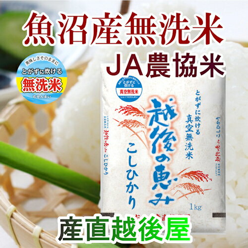 【令和元年 コシヒカリ 無洗米 魚沼産】新潟県 南魚沼 産地限定JA米特A地区 南魚沼産 コシヒカリ 1kg 無洗米越後の恵み 真空パック包装 送料無料【新潟 お米 こしひかり グルメ】