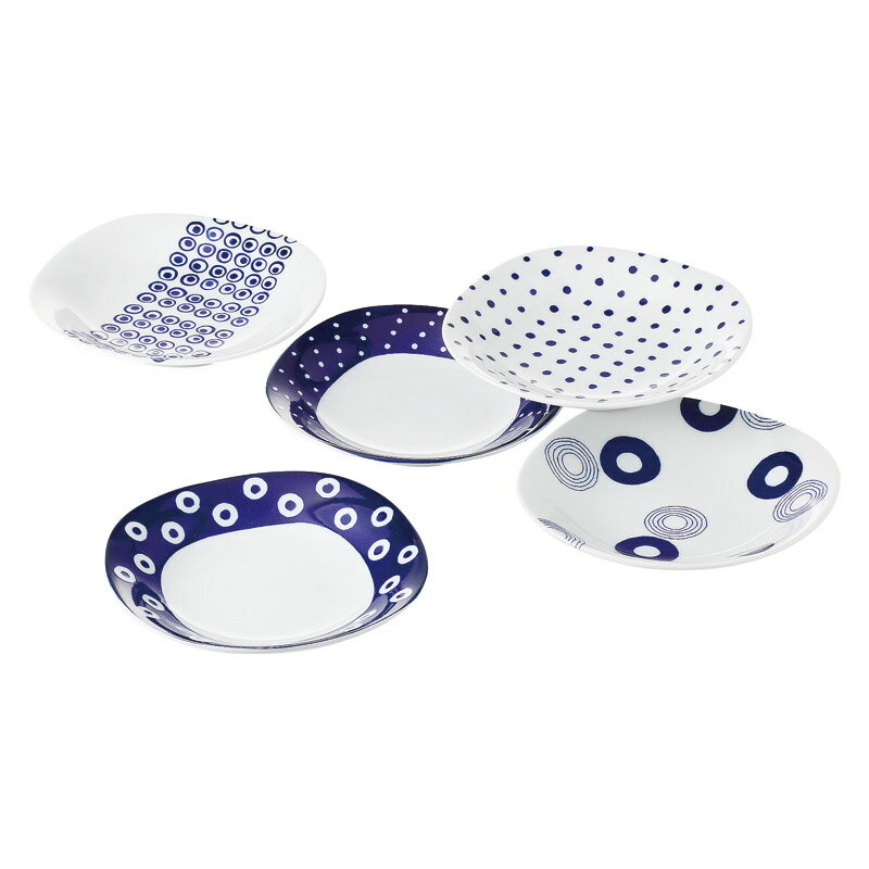 ＜美濃焼＞Indigo Japan 藍丸紋 パスタ&カレー5枚揃 13306人気 おすすめ 食品 陶器 和陶器 テーブルウェア 和皿 ※こちらの商品は、メーカーおよび委託倉庫からの発送です。