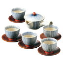<波佐見焼>朱巻十草急須茶器揃(茶托付) 009-703M人気 おすすめ キッチン用品 食器 器 ※こちらの商品は、メーカーおよび委託倉庫からの発送です。