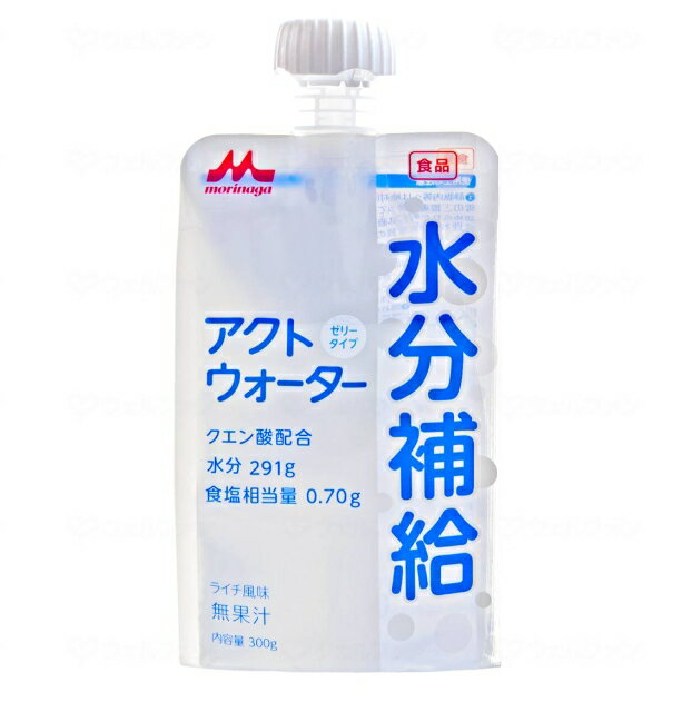 ●成分表示/ 1袋（30kcal）当たり たんぱく質・・・0g 脂質・・・0g 炭水化物・・・8.4g 水分・・・291g ナトリウム・・・276mg ・食塩相当量※・・・0.70g カリウム・・・234mg 塩素・・・468mg カルシウム・・・39mg ※食塩相当量（g）＝ナトリウム（mg）×2.54×1／1000 ●特徴/ ・水分補給用食品 ・ナトリウム量・カリウム量に配慮 ・クエン酸配合 ・酸性pH3.7 ・ハンディタイプ ・ライチ風味