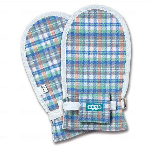 (特殊衣料) まもっ手 チェック プッシュボタン 両手 0652 ミトン 手袋 グローブ 介護 医療