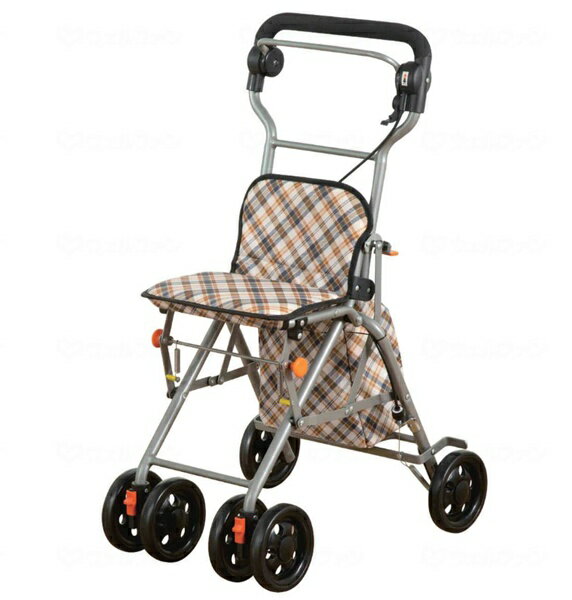 (楽々健) 楽々健 シルバーカー ラクーノウォーカー 手押し車 介護 高齢者 4輪 ブレーキ付き 折りたたみ可能 高さ調節