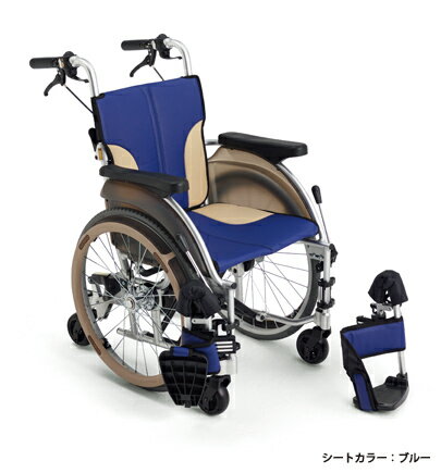 (ミキ) 車椅子 6輪 コンパクト スキット500 SKT-500 自走式 スリム ノーパンクタイヤ仕様 折りたたみ 耐荷重100kg ブルー/レッド/ブラウン MiKi