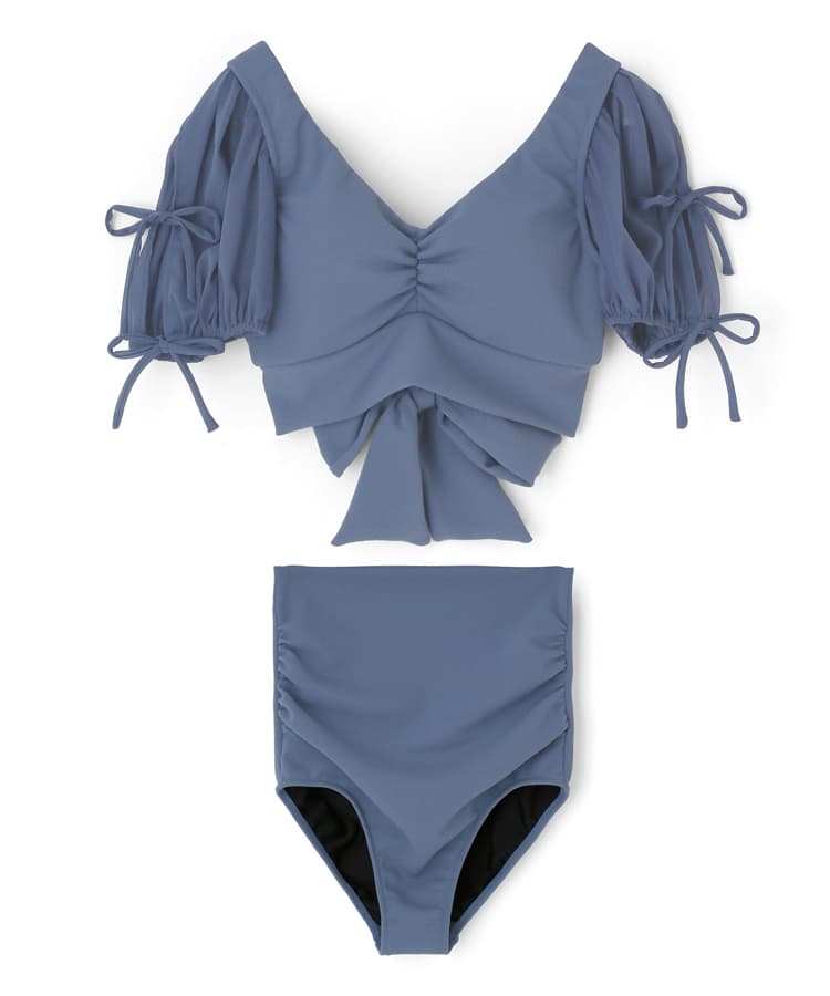 【San-ai Resort×PEACH　JOHNコラボ】【ナイスバディ水着】パフスリーブワイヤービキニ　9M・11L　【San-ai Resort（サンアイリゾート）】