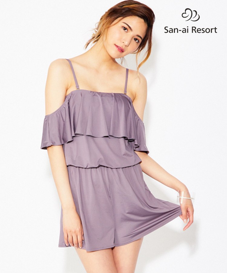 【San-ai　Resort】（上下別売り）Solid カップ付 コンビネゾン M/L 水着 みずぎ ミズギ コンビネゾン レディース水着