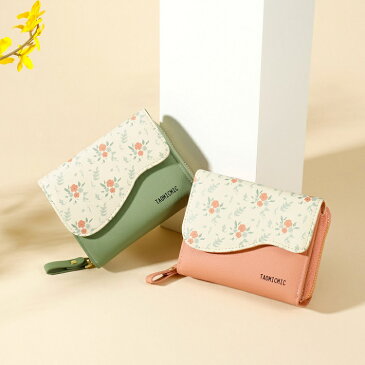 5色 レディース 短財布 カード入れ カードケース カード収納 札入れ 財布 大きく開く 多機能財布 ラウンドファスナー 大容量 財布 ウォレット PU革 花柄 おしゃれ 誕生日 母の日 ギフト プレゼント 送料無料