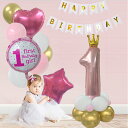 【お買い物マラソン】ファーストバースデー 1st バースデー 1歳 一歳 誕生日 飾り バルーン風船 女の子 お祝い アルミ風船 パーティー 記念日 ナンバーバルーン 数字バル ーン 王冠 クラウン 大きいバルーン サイズ 大きい 送料無料 翌日配送