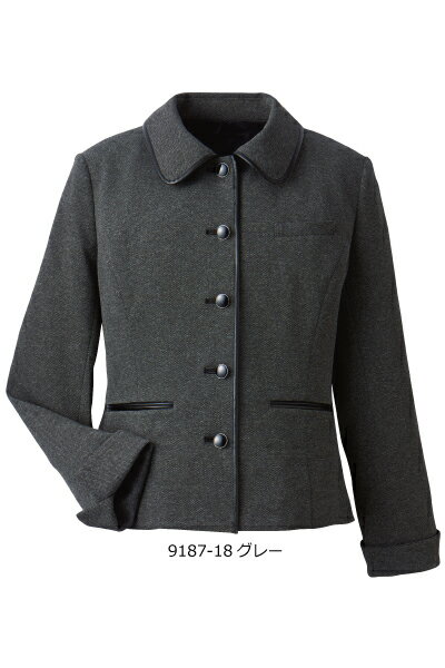 ジャケット　グレー　ストレッチニット　事務服　おもてなしウェア　9187【5号〜19号】ハネクトーン 日本国内製造【会社制服Sanapparel】