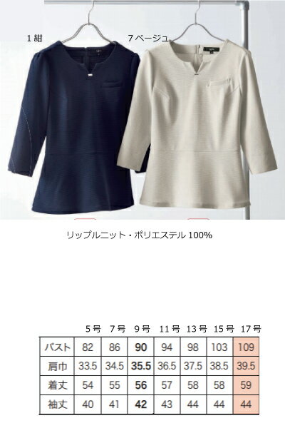 46555　プルオーバートップス　事務服　オフィス　医療　クリニック　美容　5号〜17号　アンジョア　ジョア【会社制服Sanapparel】