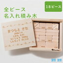 全ピース名入れ積み木18ピース 日本製 舐めても安心な無塗装ブナ素材 【名入れ無料 送料無料】