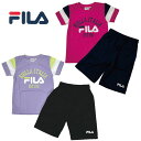 Tスーツ 上下セット フィラ《FILA》女の子 Tシャツ 短パン ジュニア セットアップ トレーニングウエア半袖Tシャツ・ハーフパンツ 女児 ジュニア上下セット130/140/150/160cmJ2515