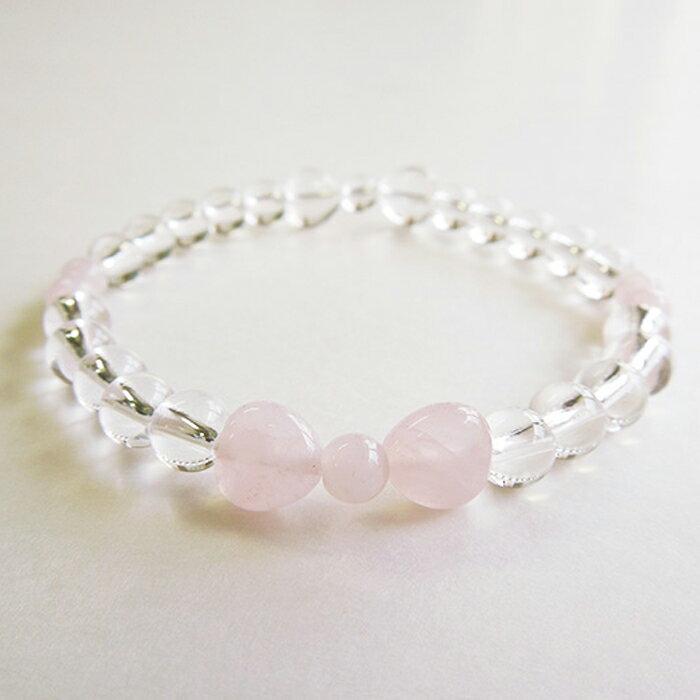 ブレスレット No.4-1 水晶リボンブレス 紅石英入 女性用 数珠 天然石 ギフト 贈り物 京念珠 日本製